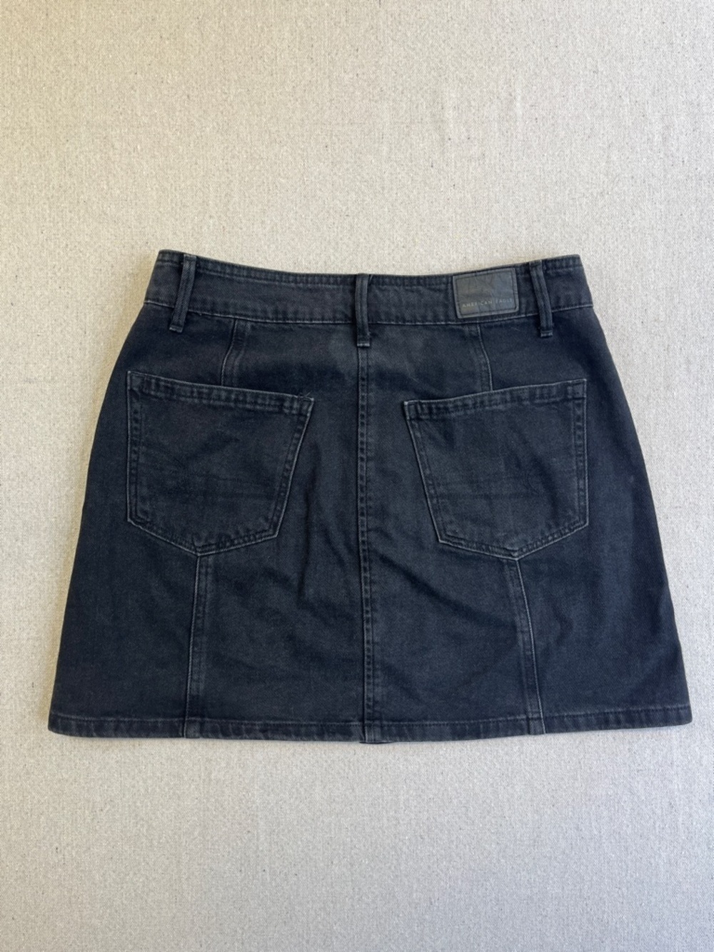 American Eagle Black Denim Button Front Mini Skirt High Rise Size 2 - Picture 9 of 11